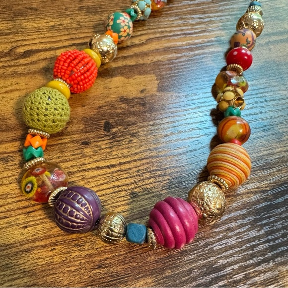 Vintage M. Haskell Bohemian Chunky Mixed Bead Necklace - Picture 2 of 6